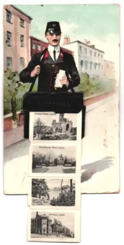 Leporello-AK Leeds, Town Hall, The Lower Lake, Canal Gardens, Potternewton Park, Woodhouse Moor, Infirmary