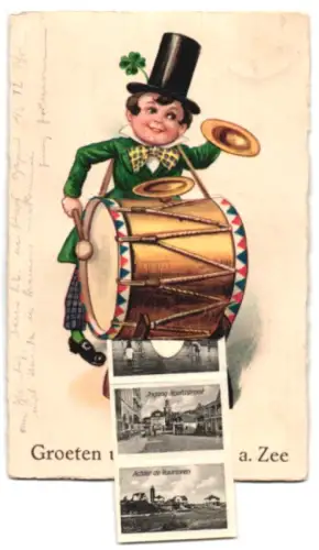 Leporello-AK Noordwijk a. Zee, Casino en omgeving, Pootjes baden, Huis ter Duin, Strandgezicht, Ingang Hoofdstraat