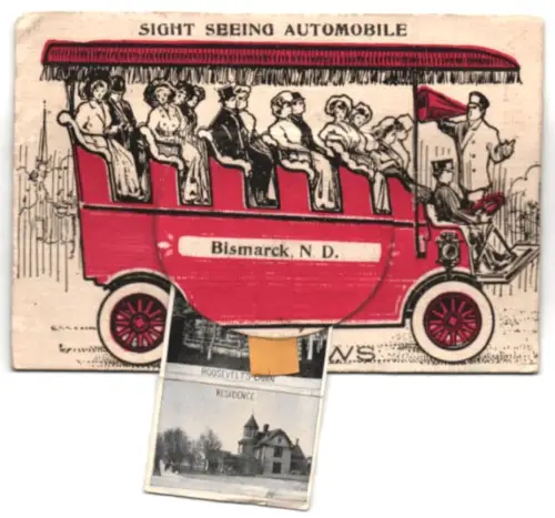 Leporello-AK Bismarck, ND, Sightseeing Automobile, Residence, Weather Bureau, Baptist Church, High School