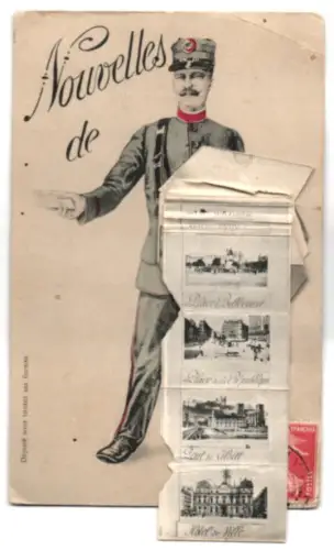 Leporello-AK Lyon, Cours Lafayette, Place de la République, Hotel de Ville, Pont du Midi, Briefträger mit Tasche