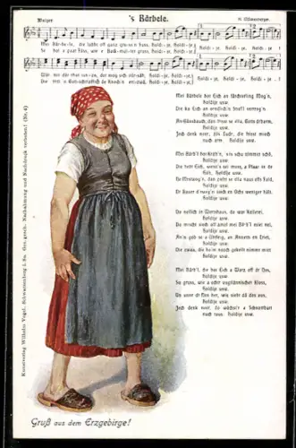 Lied-AK Hilmar Mückenberger: Lied `s Bärbele, Bäuerin