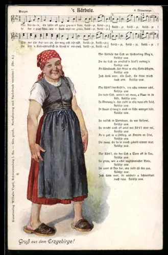 Lied-AK Hilmar Mückenberger: Lied `s Bärbele, Bäuerin
