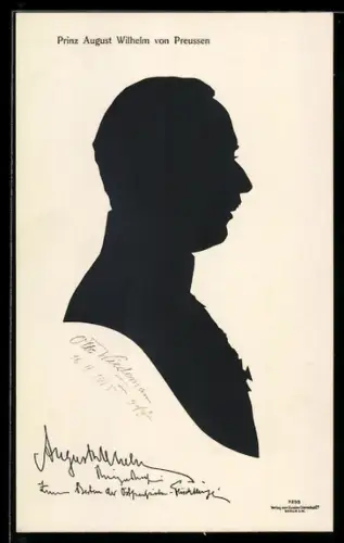 Künstler-AK Prinz August Wilhelm von Preussen, Scherenschnitt