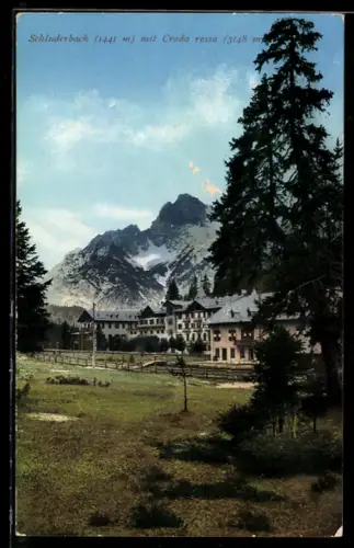 AK Schluderbach, Ortspartie mit Croda rossa