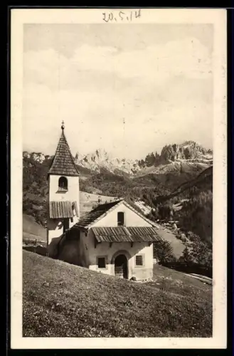 AK St. Cyprian b. Bozen, Kapelle mit dem Rosengarten