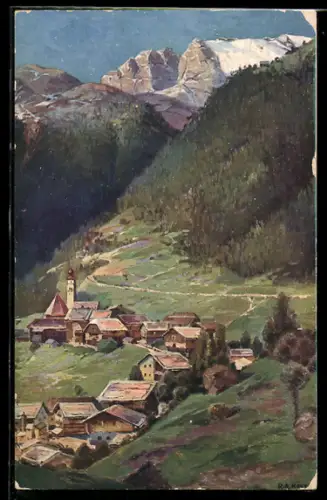 AK Andraz in Buchenstein in den Dolomiten, Ortsansicht im Tal