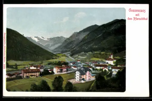 AK Gossensass, Totalansicht mit dem Pflerschthal