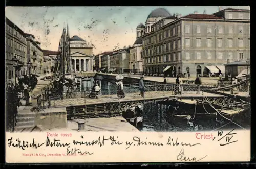 AK Triest, Ponte rosso, Brücke, Leute, Schiff