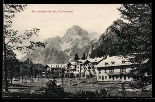 AK Schluderbach, Ortsansicht mit Rottewand