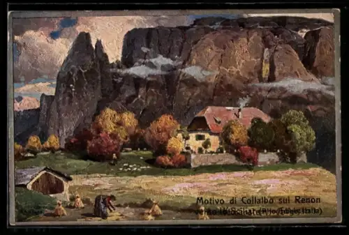 Künstler-AK Collalbo sul Renon, Vista verso Sciliat