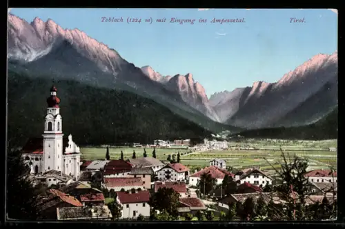 AK Toblach, Totale mit Eingang ins Ampezzotal