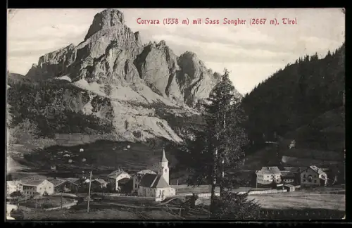 AK Corvara, Ortsansicht mit Sass Songher