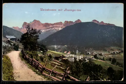 AK Welschnoven, Ortsansicht gegen Rosengarten