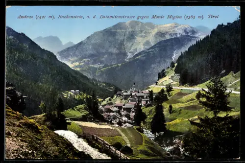 AK Andraz /Tirol, Panorama mit Buchenstein gegen Monte Migion