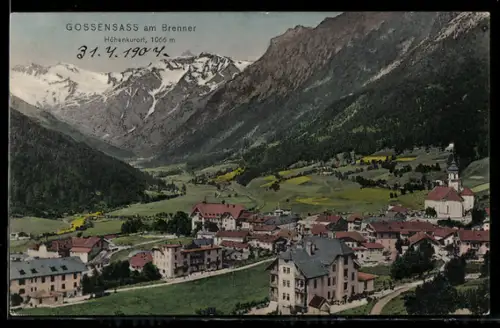 AK Gossensass am Brenner, Teilansicht gegen das Gebirge