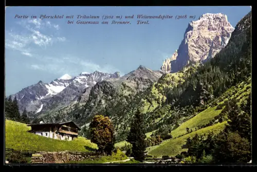 AK Gossensass am Brenner, Partie im Pflerschtal mit Tribulaun