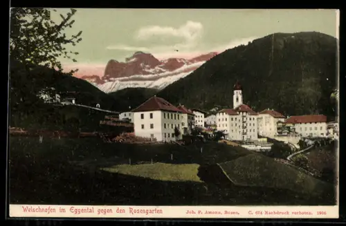 AK Welschnofen im Eggental, Blick gegen den Rosengarten