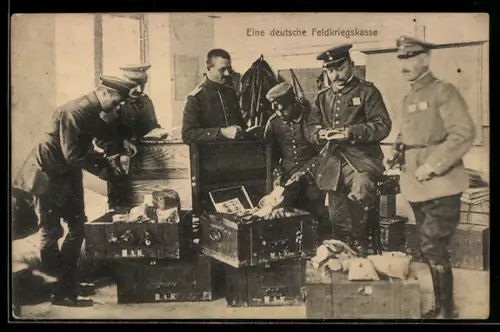 AK Deutsche Soldaten mit Feldkriegskasse