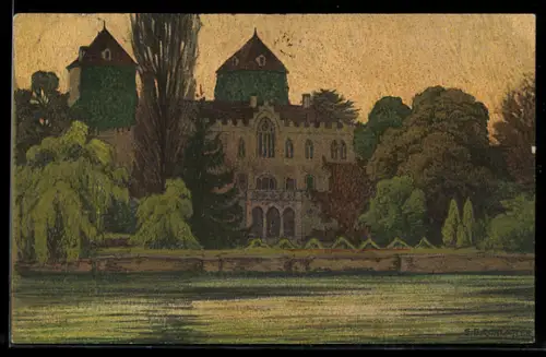 Künstler-AK Ernst E. Schlatter: Blick zum Schloss Gottlieben