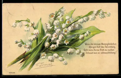 AK Ein Strauss blühender Maiglöckchen