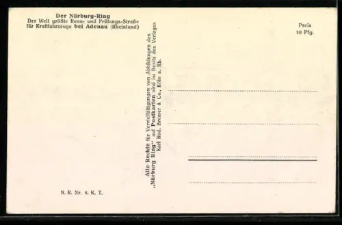AK Adenau / Rheinland, der Nürburg-Ring, Rennstrecke