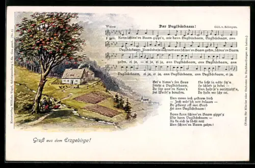 Lied-AK Das Vuglbärbaam, Landschaftspanorama