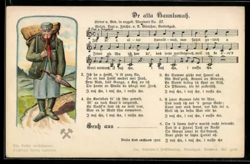 Lied-AK Anton Günther Nr. 27: Dr alta Hannlsmah. Händler unterwegs