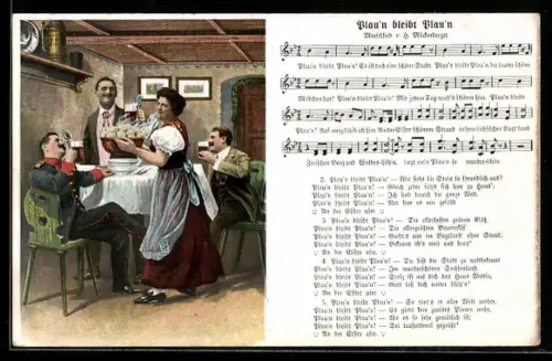 Lied-AK Hilmar Mückenberger: Plauen, Liedkarte Plau`n bleibt Plau`n