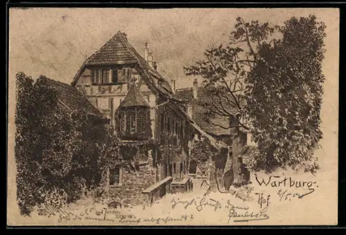 Künstler-AK Carl Jander: Wartburg, Motiv vom Hof