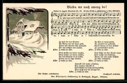 Lied-AK Anton Günther Nr. 19: Bleibn mr noch aweng do!