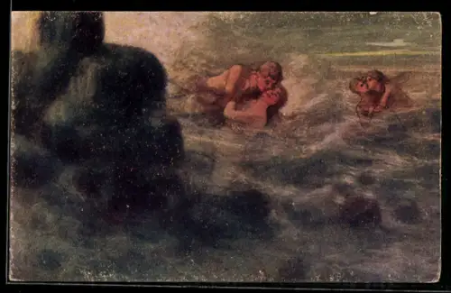 AK Die Wellen, Wassernymphen im Meer