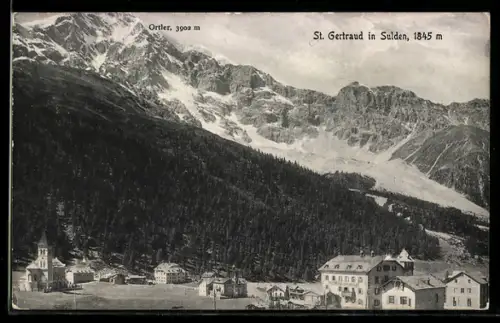AK St. Gertraud, Ansicht mit Ortler