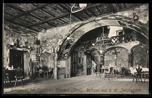 AK Klausen, Speisesaal in Kantioler`s Gasthaus, Rathaus, Innenansicht
