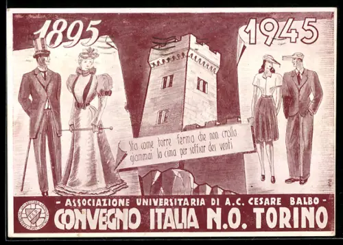 AK Torino, Convegno Italia N.O. 1895-1945, Associazone Universitaria di A.C. Cesare Balbo