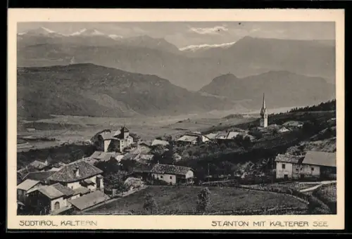 AK Kaltern, St. Anton con vista sul Lago di Caldaro e chiesa tra le montagne