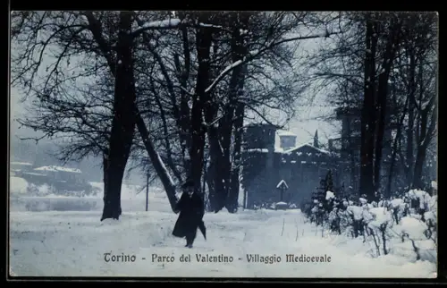 AK Torino, Parco del Valentino, Villaggio Medioevale innevato