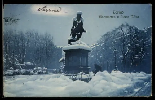 AK Torino, Monumento a Pietro Micca innevato in inverno