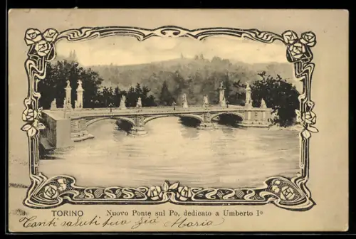 AK Torino, Nuovo Ponte sul Po, dedicato a Umberto I
