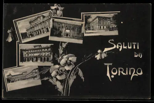 AK Torino, Collage di edifici storici e fiori
