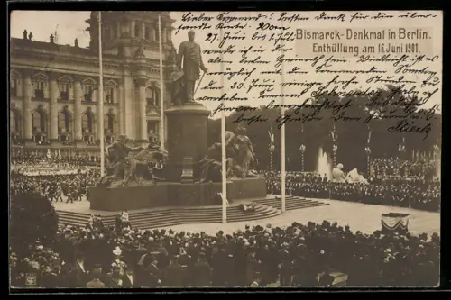 AK Berlin-Tiergarten, Bismarck-Denkmal, Enthüllung am 16. Juni 1901