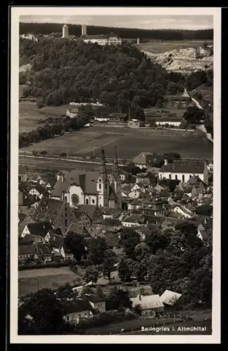 AK Beilngries i. Altmühltal, Stadtansicht, Kirche, Schloss auf dem Berg