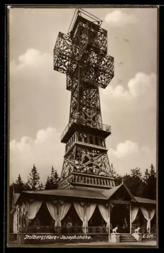 AK Stolberg /Harz, Josephshöhe, Aussichtsturm, Gasthaus Josephshöhe, Inh. Paul Jahr
