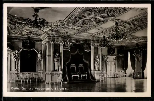 AK Gotha, Schloss Friedenstein, Thronsaal, Innenansicht