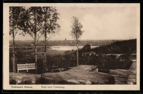 AK Hamburg-Harburg, Volkspark Altona, Blick vom Tutenberg