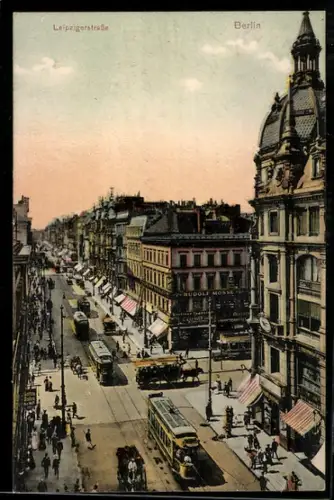 AK Berlin, Strassenbahn in der Leipzigerstrasse