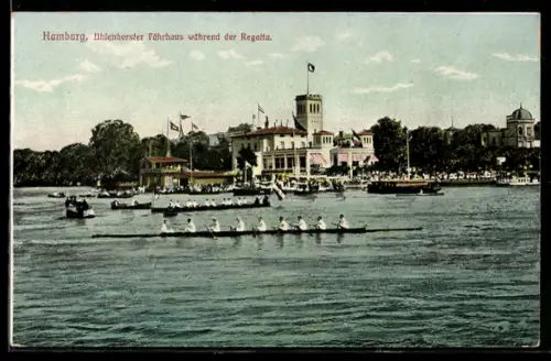 AK Hamburg, Cafe Uhlenhorster Fährhaus während der Regatta