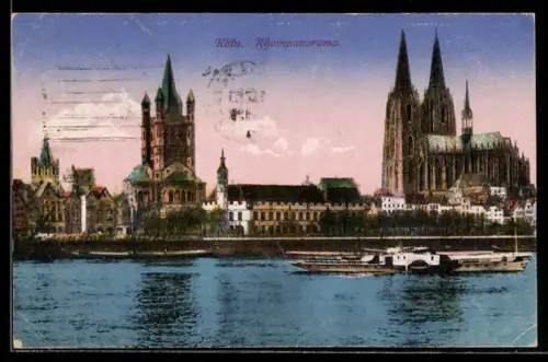 AK Köln, Rheinpanorama mit Dom