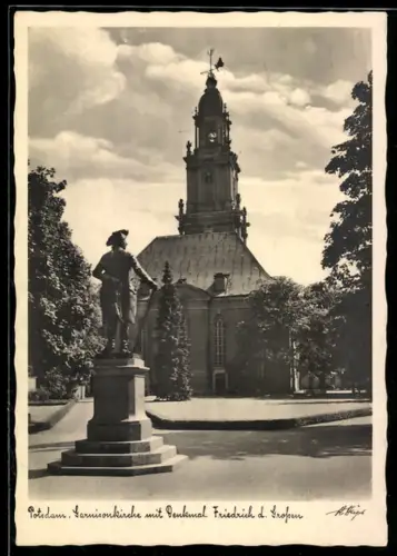 AK Potsdam, Garnisonkirche mit Denkmal Friedrich d. Grossen