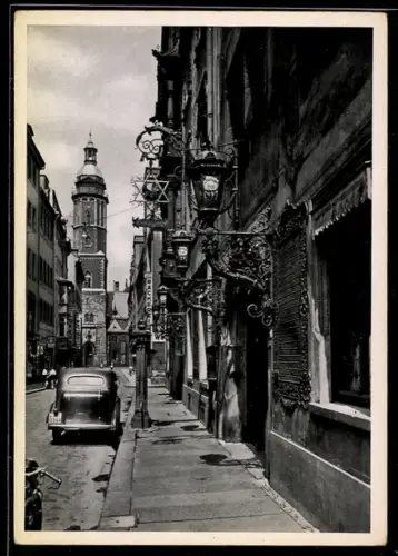 AK Leipzig, Hotel Thüringer Hof, Strassenszene