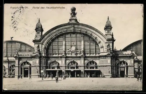 AK Frankfurt a. M., Portal des Hauptbahnhofes